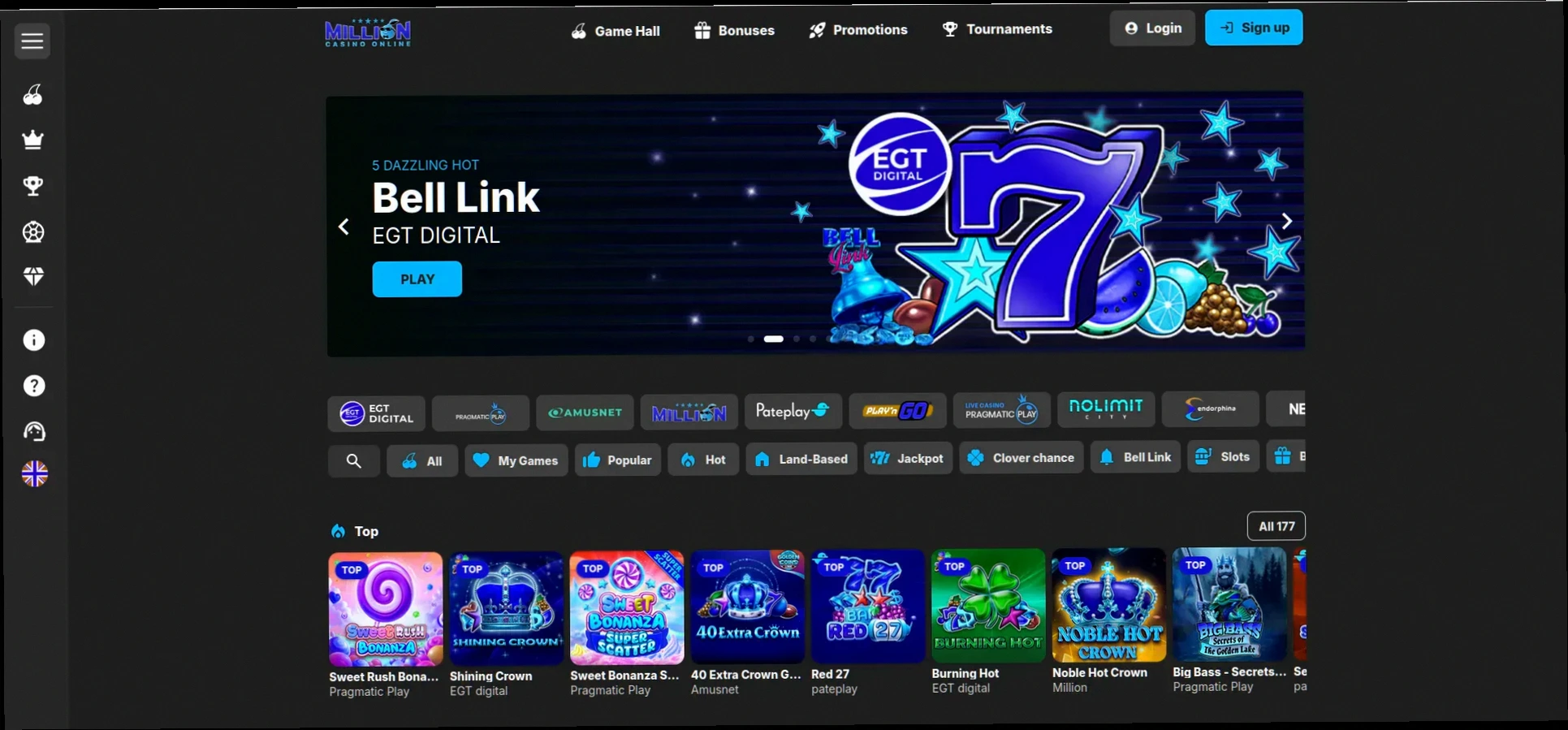 Million Casino 200% tot €2.500 + 300 Gratis Spins Welkomstbonus